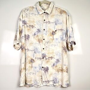 2/$30 Men's Cream and Blue Tropical Shirt